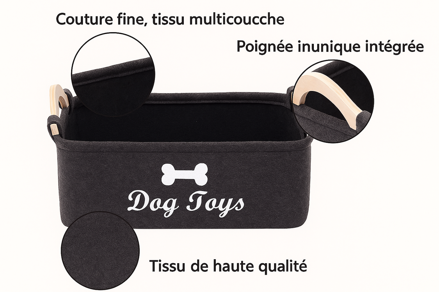 Boîte à jouets pour chiens -panier de rangement