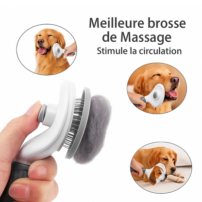 Brosse démêlante auto-nettoyante pour chien