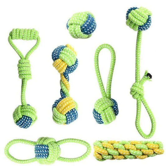 Set de jouets en corde résistants pour chiens – 4/7 pièces